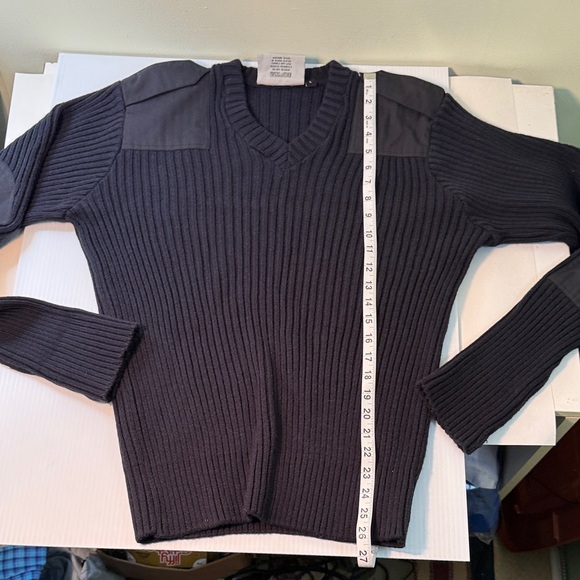 Flying Cross, Men's Black V-Neck Sweater, Military - Picture 10 of 11